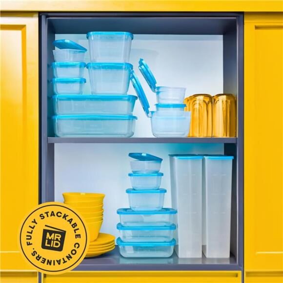 Food storage containers set attached lids plastic reusable meal prep organizer - Picture 6 of 7